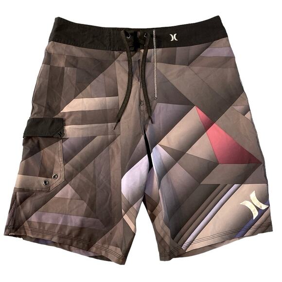 Hurley Phantom Geometric Design Board Shorts Size 32 - Picture 1 of 8